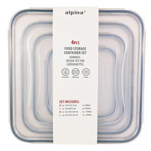 Food Storage Containers 4 Piece Plastic Airtight Set with Lids