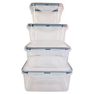 Food Storage Containers 4 Piece Plastic Airtight Set with Lids