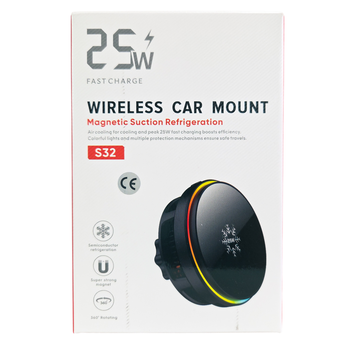 Car Phone Mount Charger Magnetic Wireless Charging with Cooling Fan