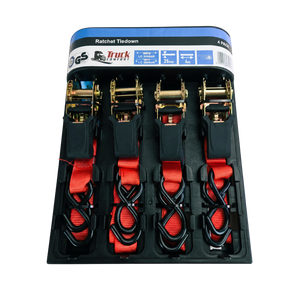 Ratchet straps for Secure Loads and Easy Tensioning 4m x 25mm, 4 Pack with S Hooks