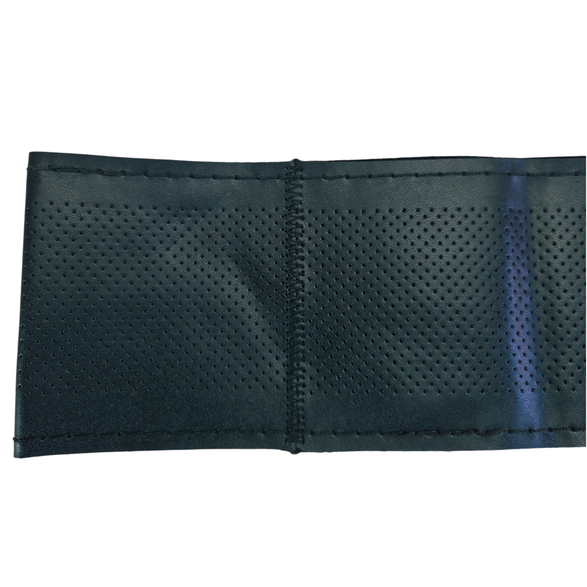 Leather Steering Wheel Cover 37–38 cm Stitch On Black Perforated Design