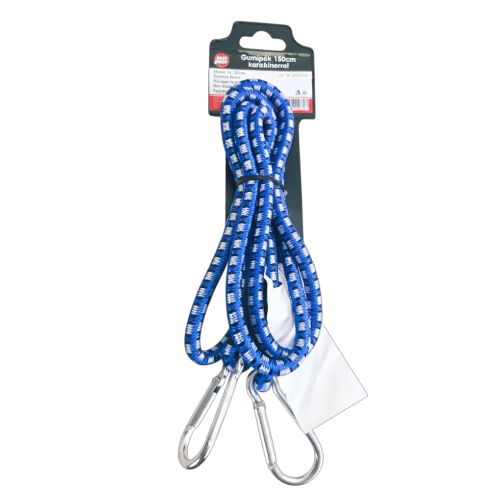 Bungee Cord with Carabiner Clips 8 mm, blue 1pcs