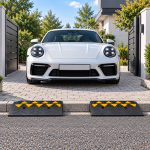 Rubber Kerb Ramp with Reflective Panels for Driveways and Kerbs