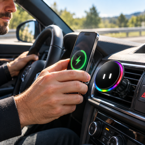Magnetic Car Phone Holder with Wireless Charging, Active Cooling & Blinking Eyes