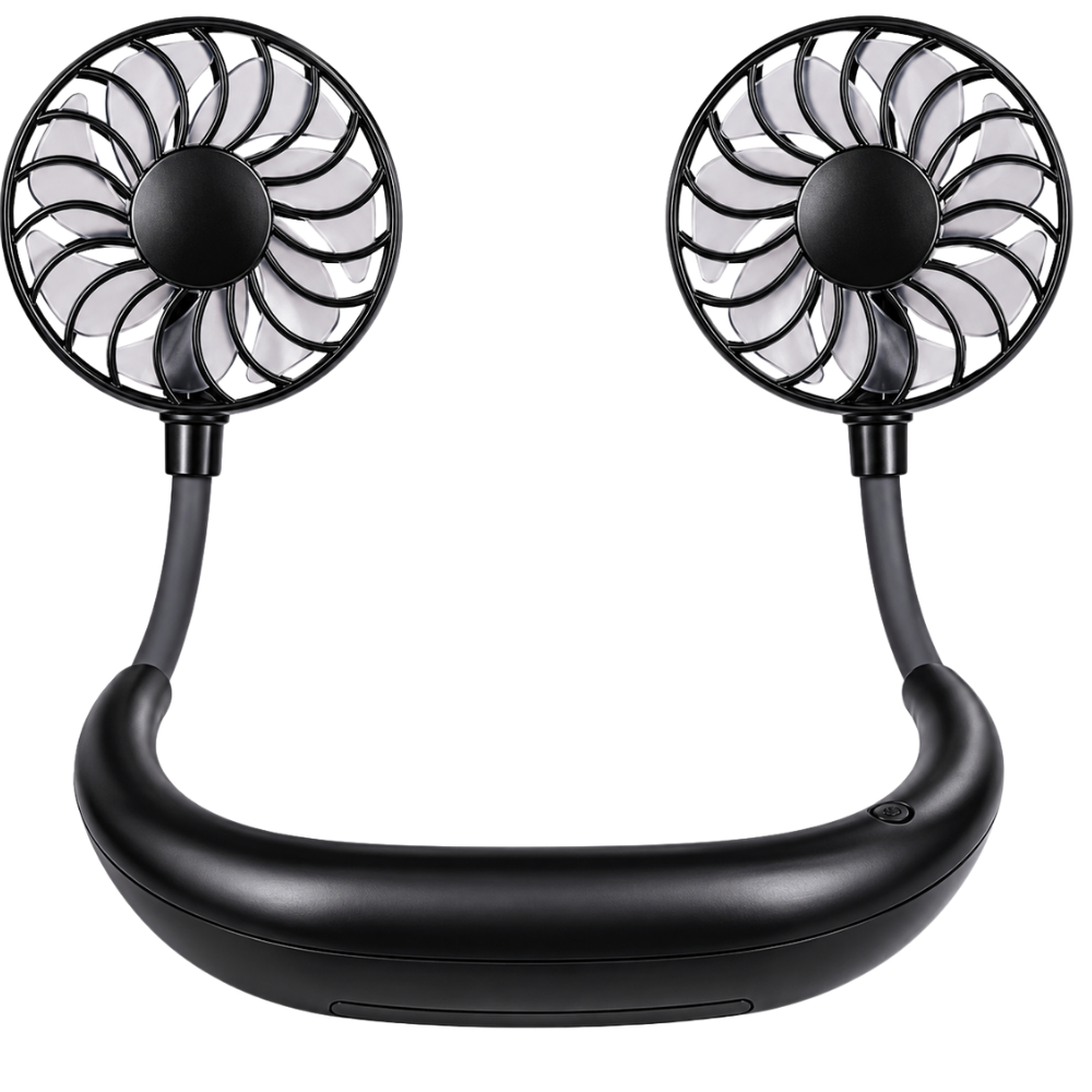 Neck Fan with Flexible Arms and 3 Speed Levels, 2W – Black