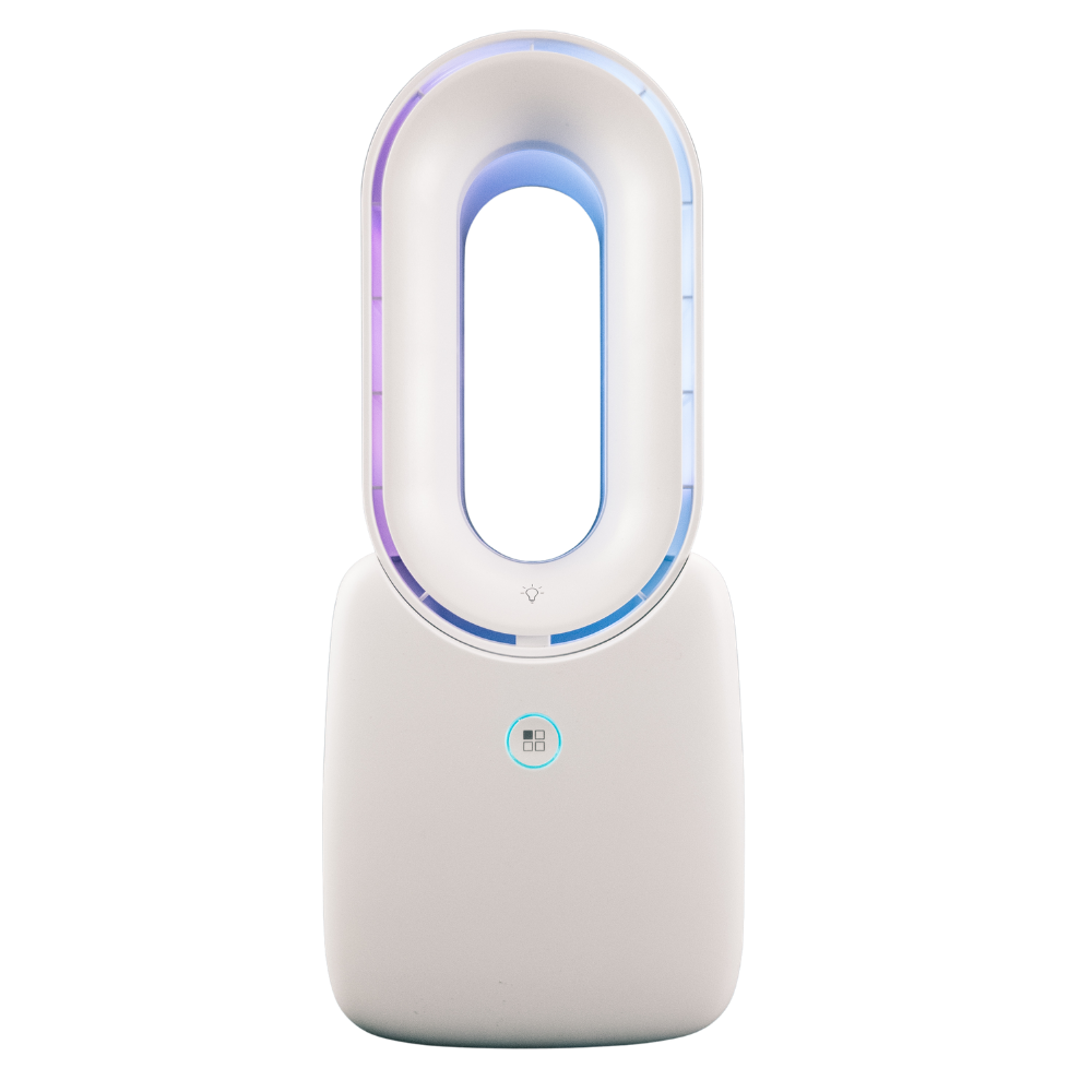 Bladeless desk fan USB-C powered with mood light