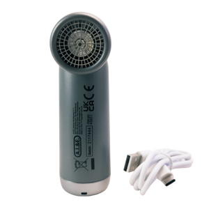 Portable handheld fan with bladeless cooling and usb charge, gray