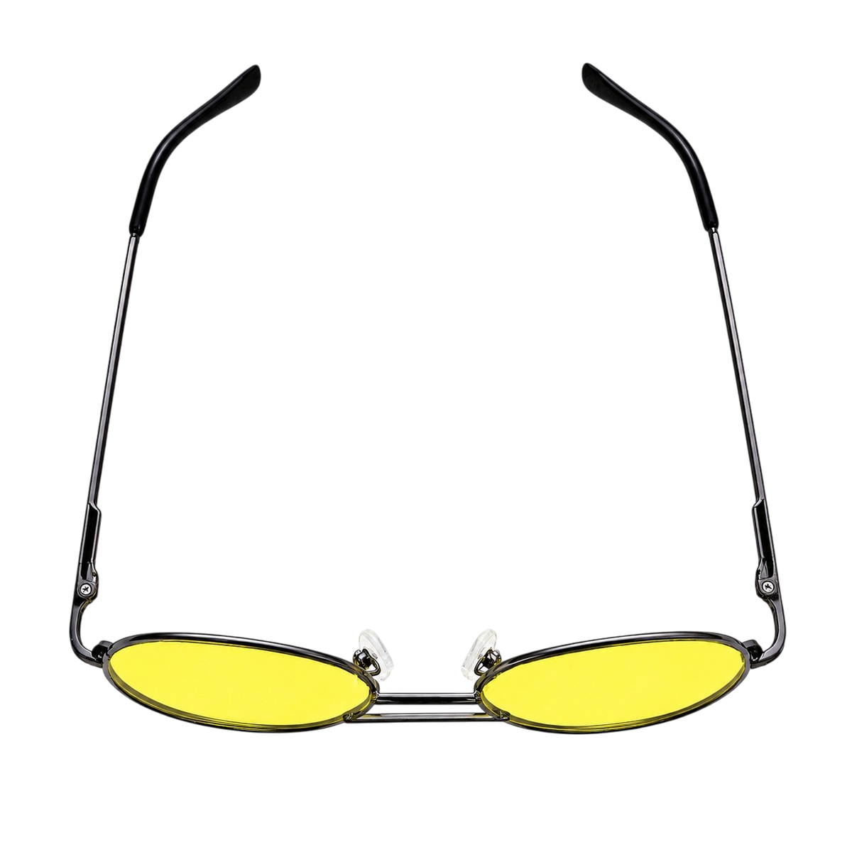 Night Driving Glasses with Yellow Lenses, Lightweight Metal Frame and Storage Pouch