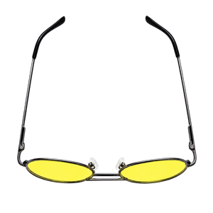 Night Driving Glasses with Yellow Lenses, Lightweight Metal Frame and Storage Pouch