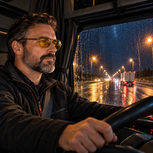Night Driving Glasses with Yellow Lenses, Lightweight Metal Frame and Storage Pouch