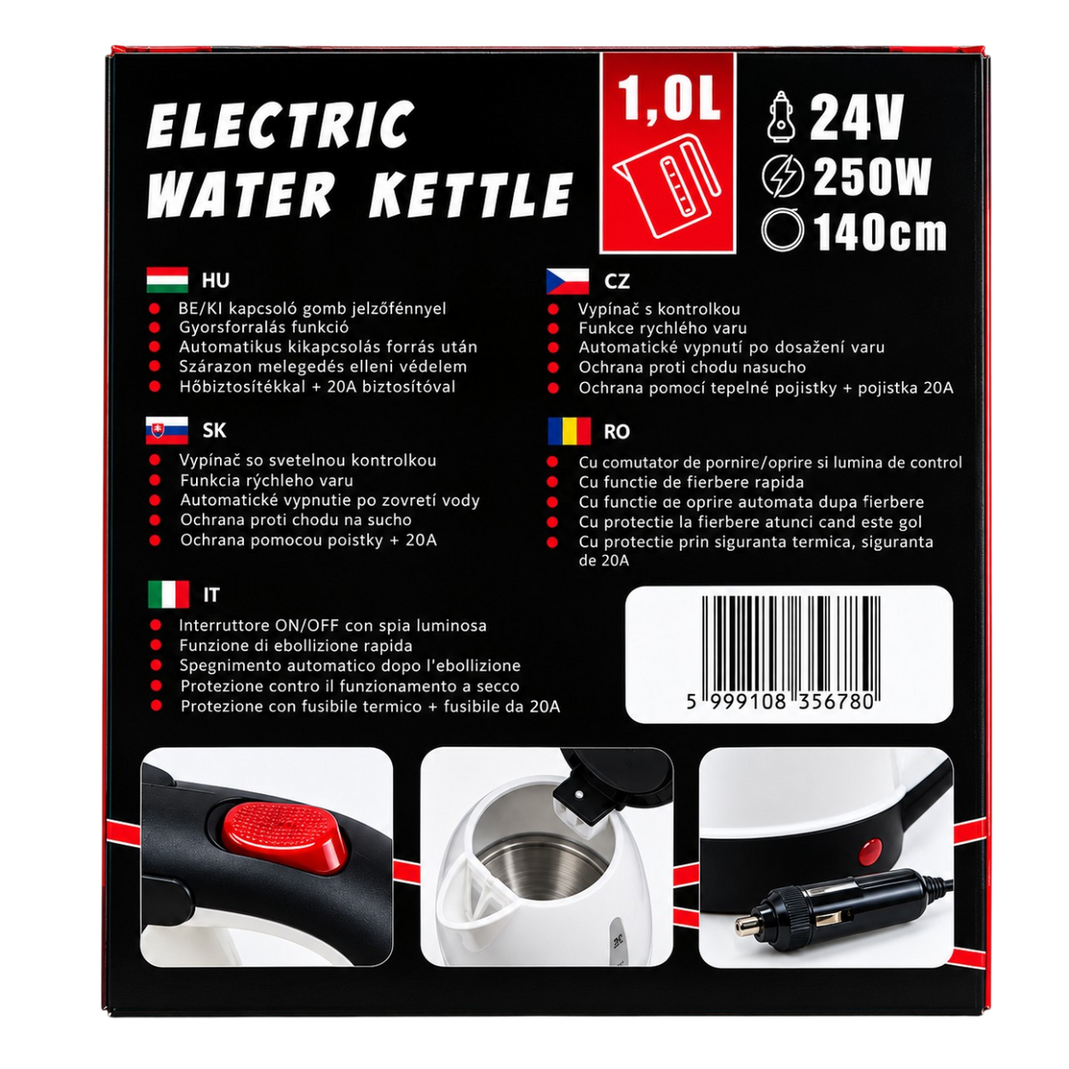 Car Kettle 1L for hot drinks on the road