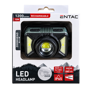 Rechargeable head torch light 1200 lumens with motion sensor