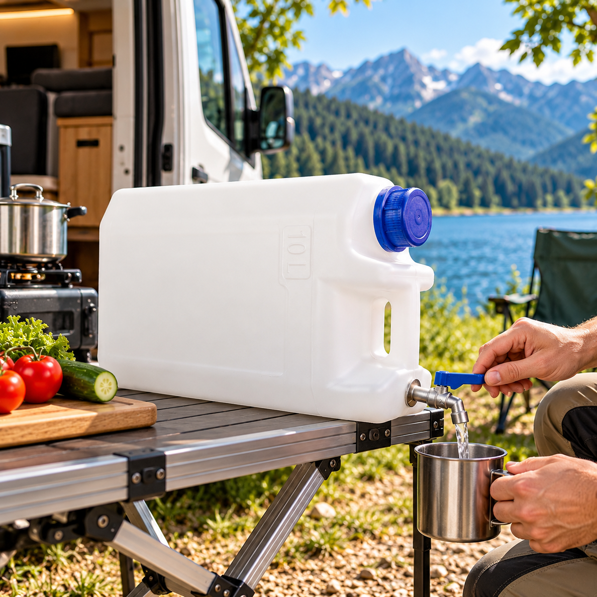 Plastic water jerry can with metal tap 10/20/30 litre