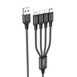 Hoco X76 4-in-1 USB Cable (Lightning/Type-C/Micro USB) 1m Black