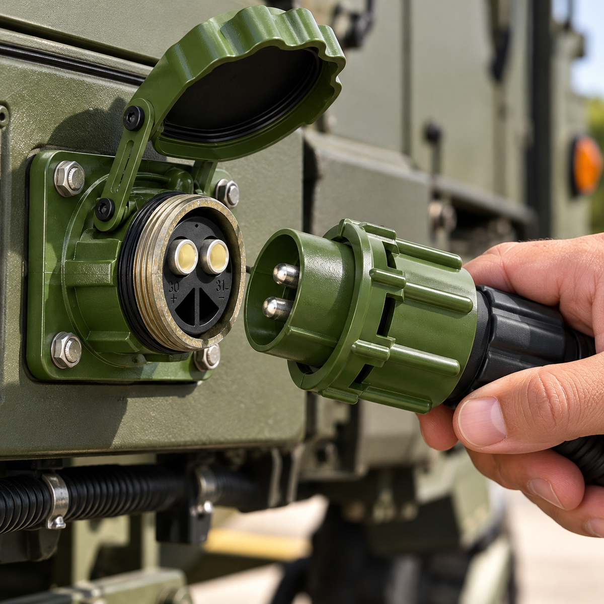 Gniazdo elektryczne 2-biegunowe NATO 24V
