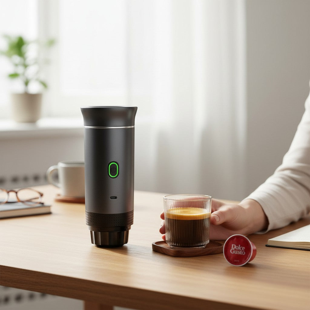 Portable coffee maker USB Rechargeable, Compatible with Capsules & Ground Coffee (Nespresso&Dolce Gusto)