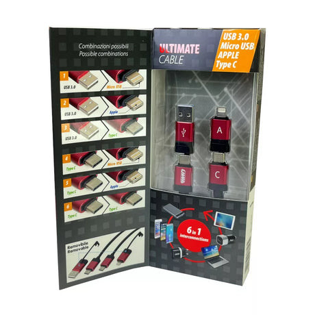 6-in-1 USB Data & Charging Cable – 100cm