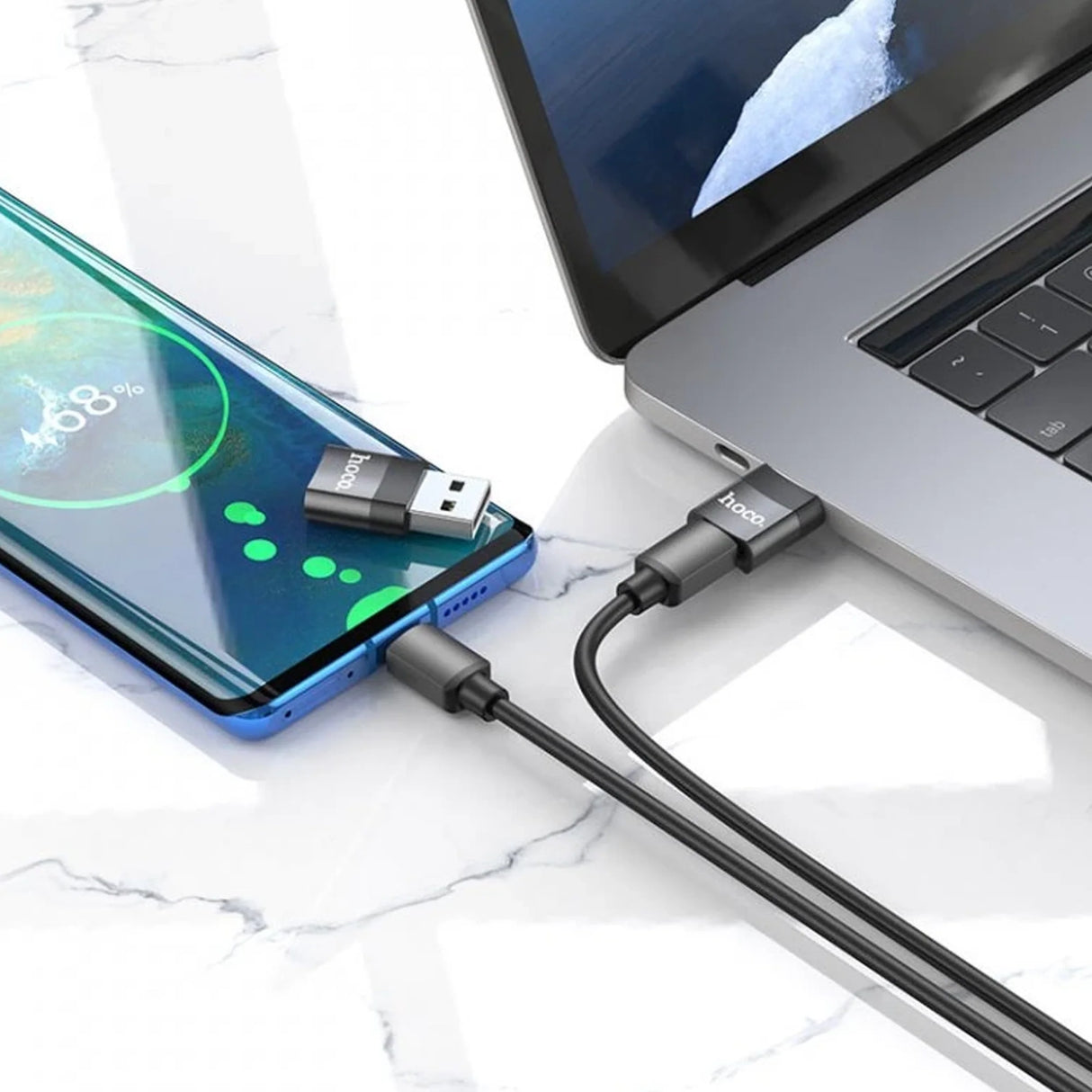USB 2.0 na USB-C adaptér HOCO UA17, černý
