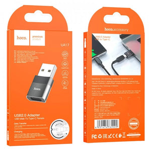 USB 2.0 na USB-C adaptér HOCO UA17, černý
