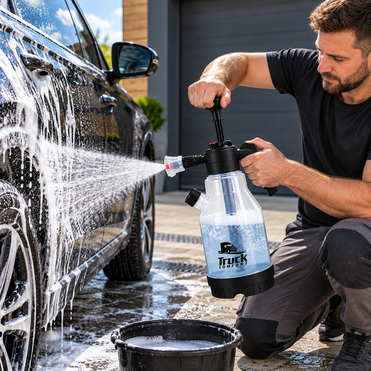 Car Foam Sprayer with Hand Pump and 4 Interchangeable Nozzles 2L