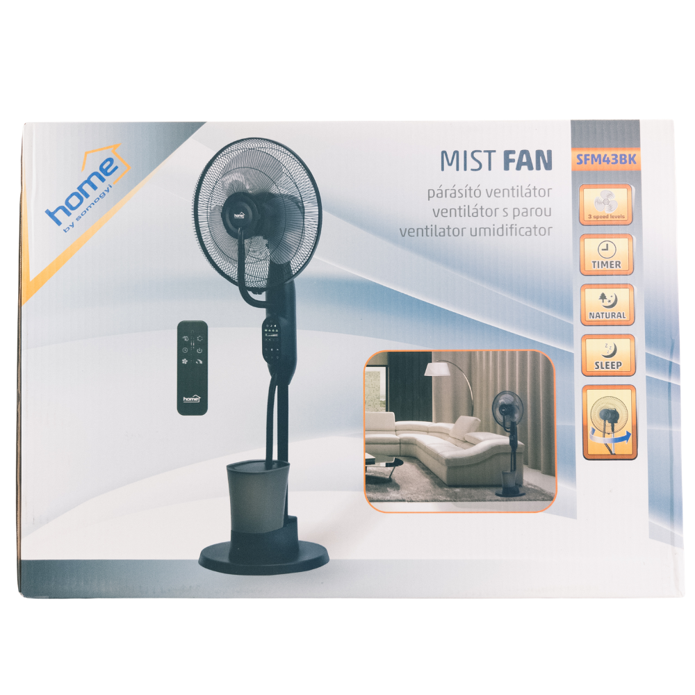 Oscillating Mist Fan with Humidifier, 2.8L Water Tank, Remote Control and Timer