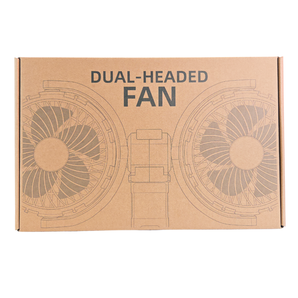 Rechargeable Clip On Fan with Dual Heads 6inch, LED Light & USB-C Charging