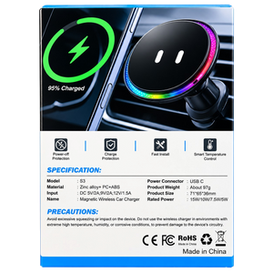 Magnetic Car Phone Holder with Wireless Charging, Active Cooling & Blinking Eyes