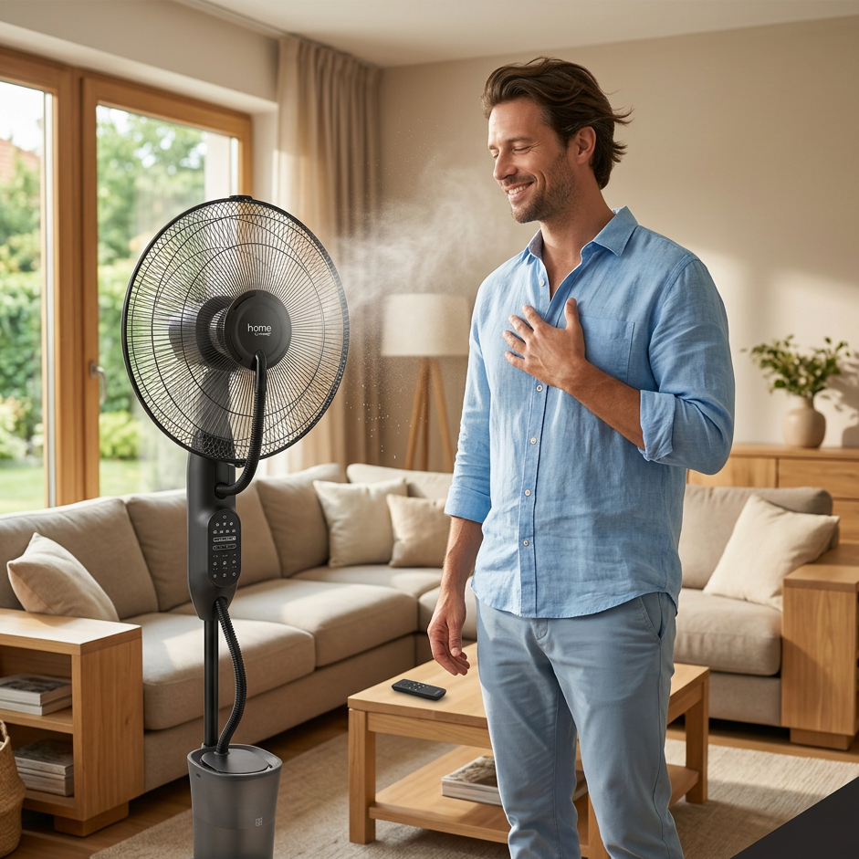 Oscillating Mist Fan with Humidifier, 2.8L Water Tank, Remote Control and Timer