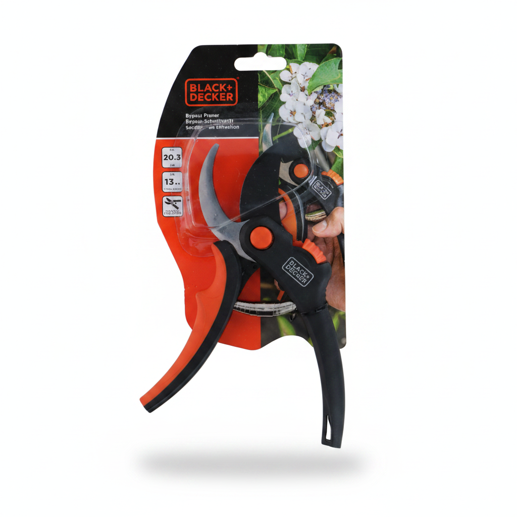 Gartenschere Bypass und Amboss für sauberes und kraftvolles Schneiden von Ästen 20 cm
