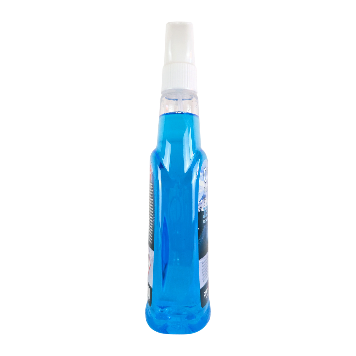Scheibenenteiser Spray von der anderen Seite, Flasche und Sprühkopf im Profil