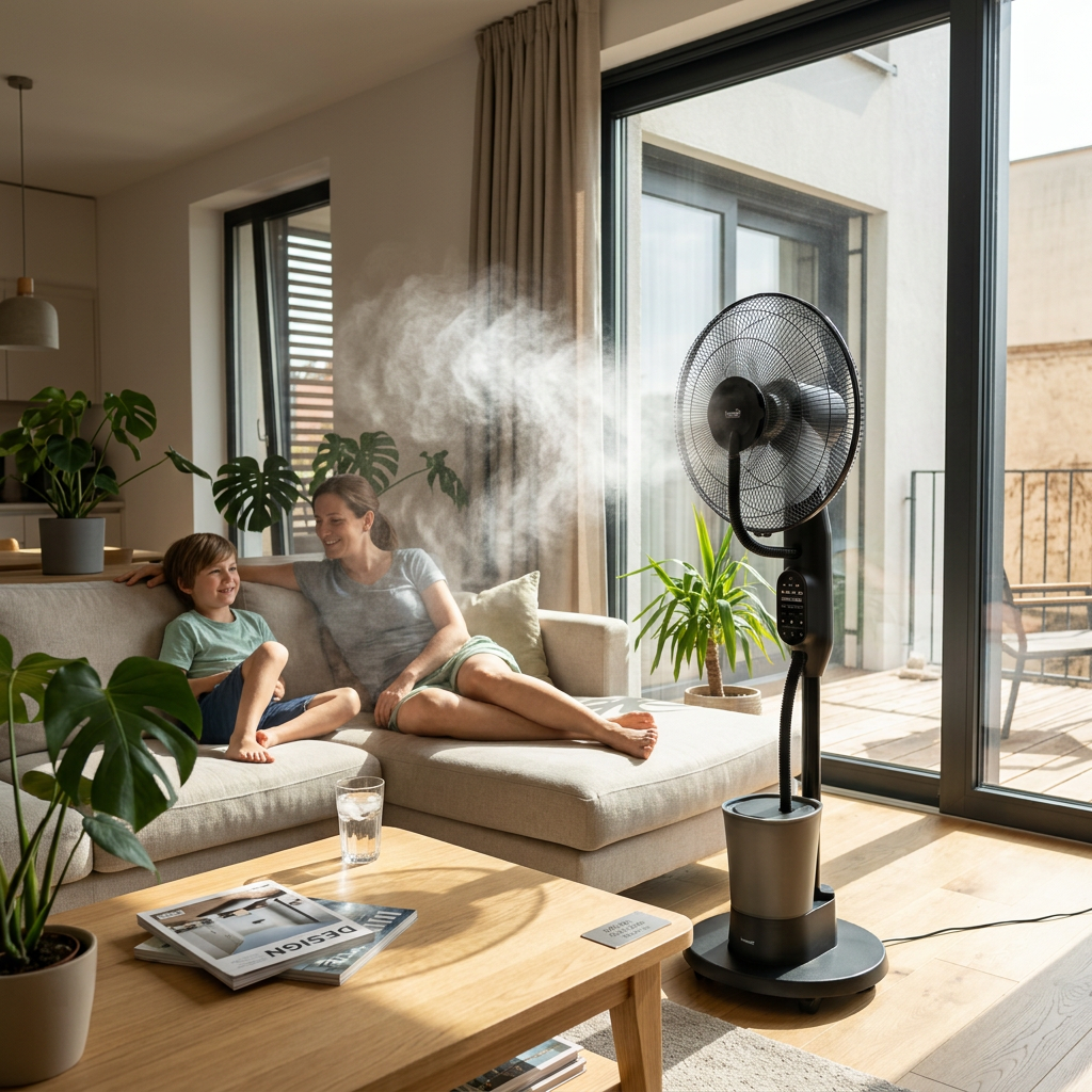 Oscillating Mist Fan with Humidifier, 2.8L Water Tank, Remote Control and Timer