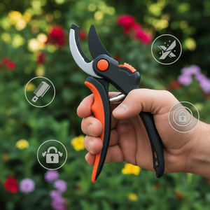 Gartenschere Bypass und Amboss für sauberes und kraftvolles Schneiden von Ästen 20 cm
