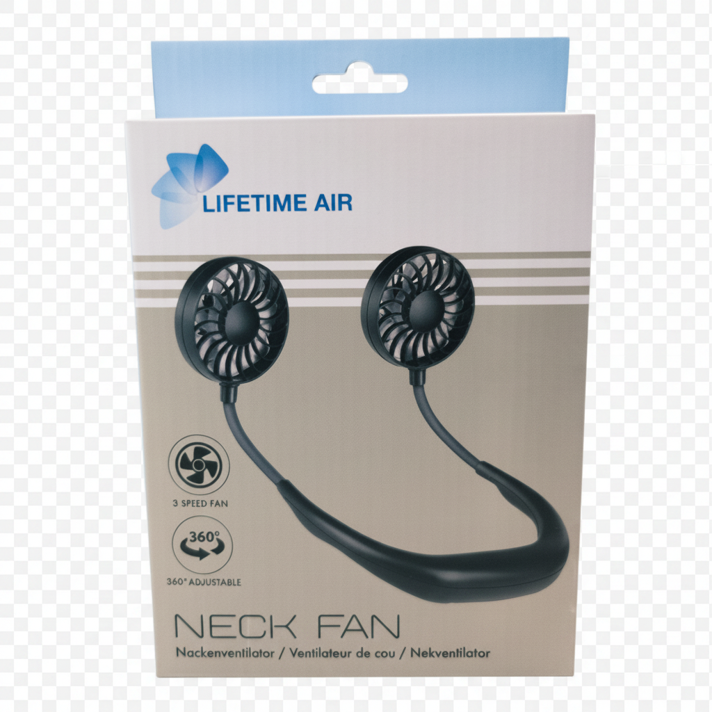 Neck Fan with Flexible Arms and 3 Speed Levels, 2W – Black