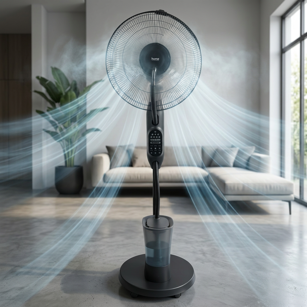 Oscillating Mist Fan with Humidifier, 2.8L Water Tank, Remote Control and Timer